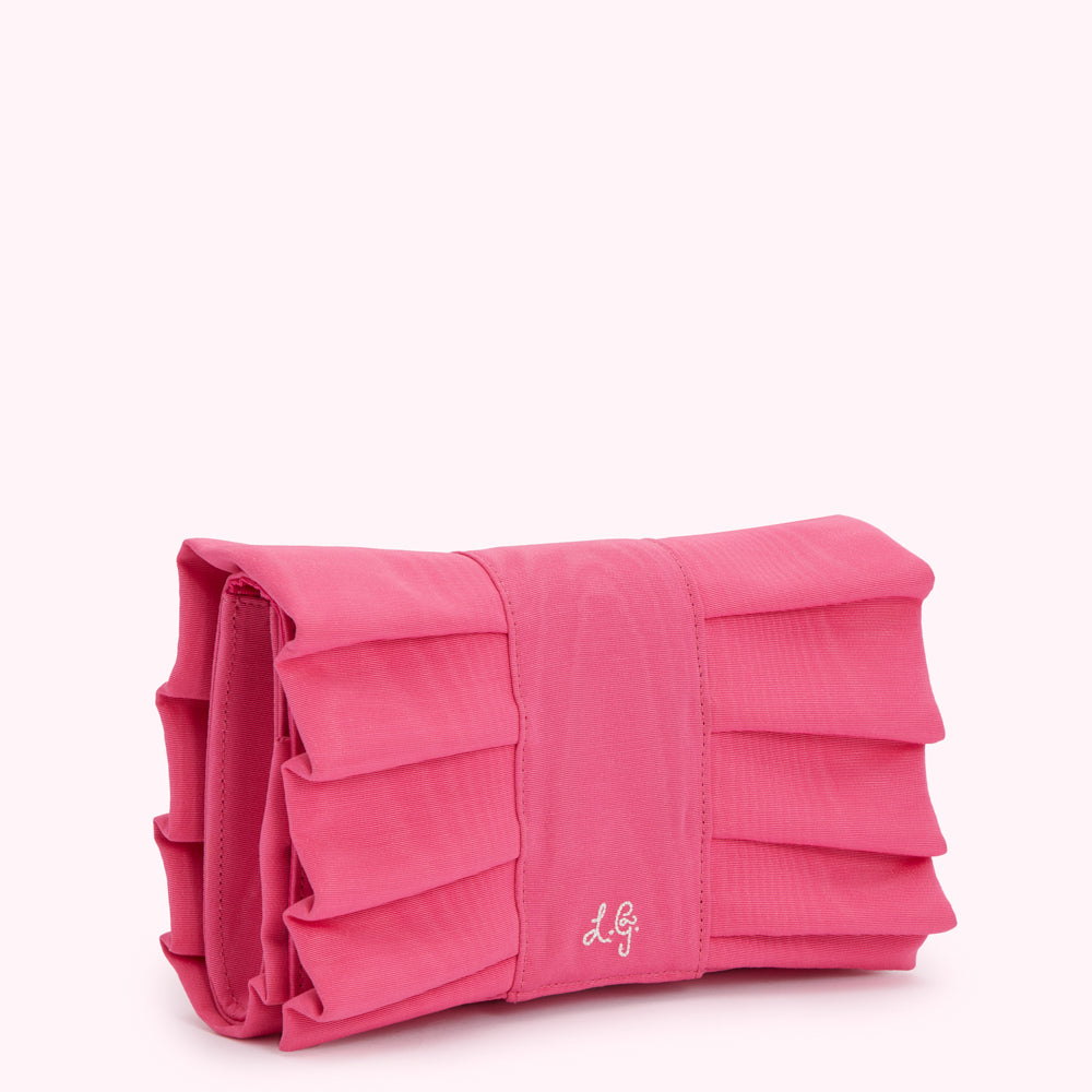 HOT PINK MOIRE BOW CLUTCH
