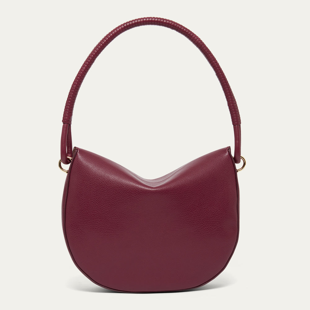 Garnet Red Mei Shoulder Bag | Designer Leather Shoulder Bags
