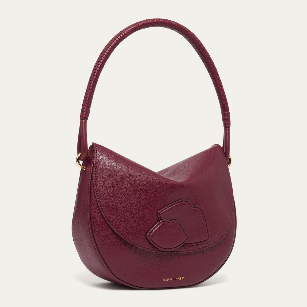 Garnet Red Mei Shoulder Bag | Designer Leather Shoulder Bags