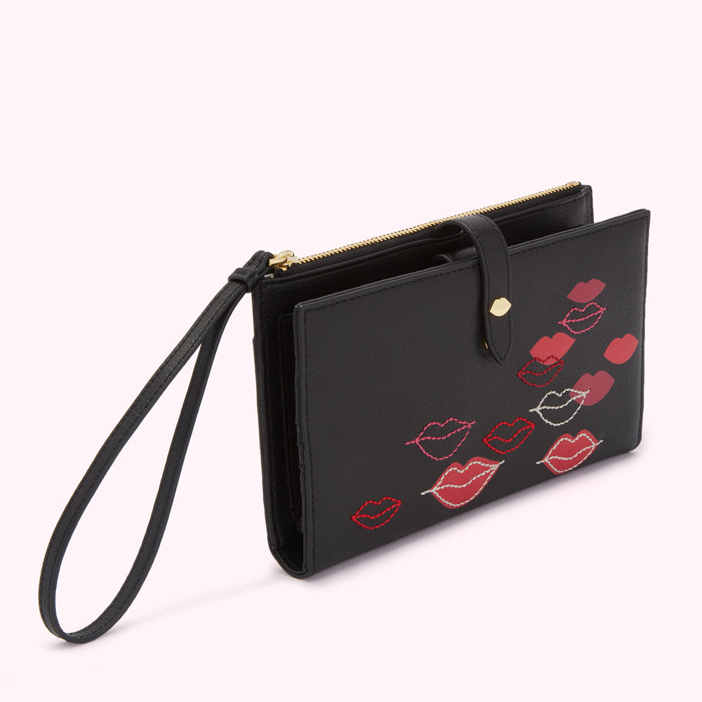 Black Paige Lip Flurry Travel Wallet | Lulu Guinness