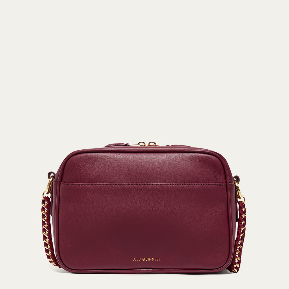 Garnet Red Quilted Bella Crossbody Bag | Designer Leather