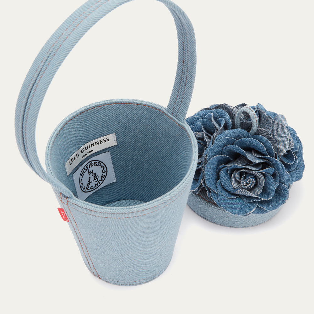 Denim Rose Basket Bag | Designer Handbags For Women | Lulu Guinness