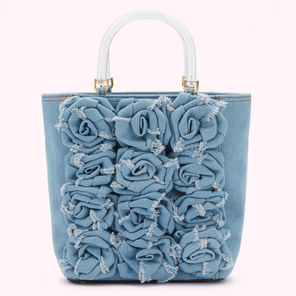 LULU GUINNESS デニムローズバスケットバッグ Denim Rose Basket Bag | Designer Handbags For Women | Lulu