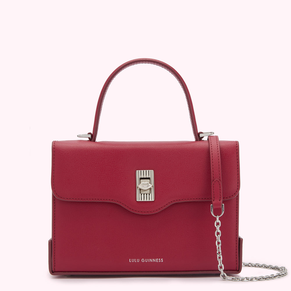 Raspberry Medium Lip Turnlock Queenie Handbag