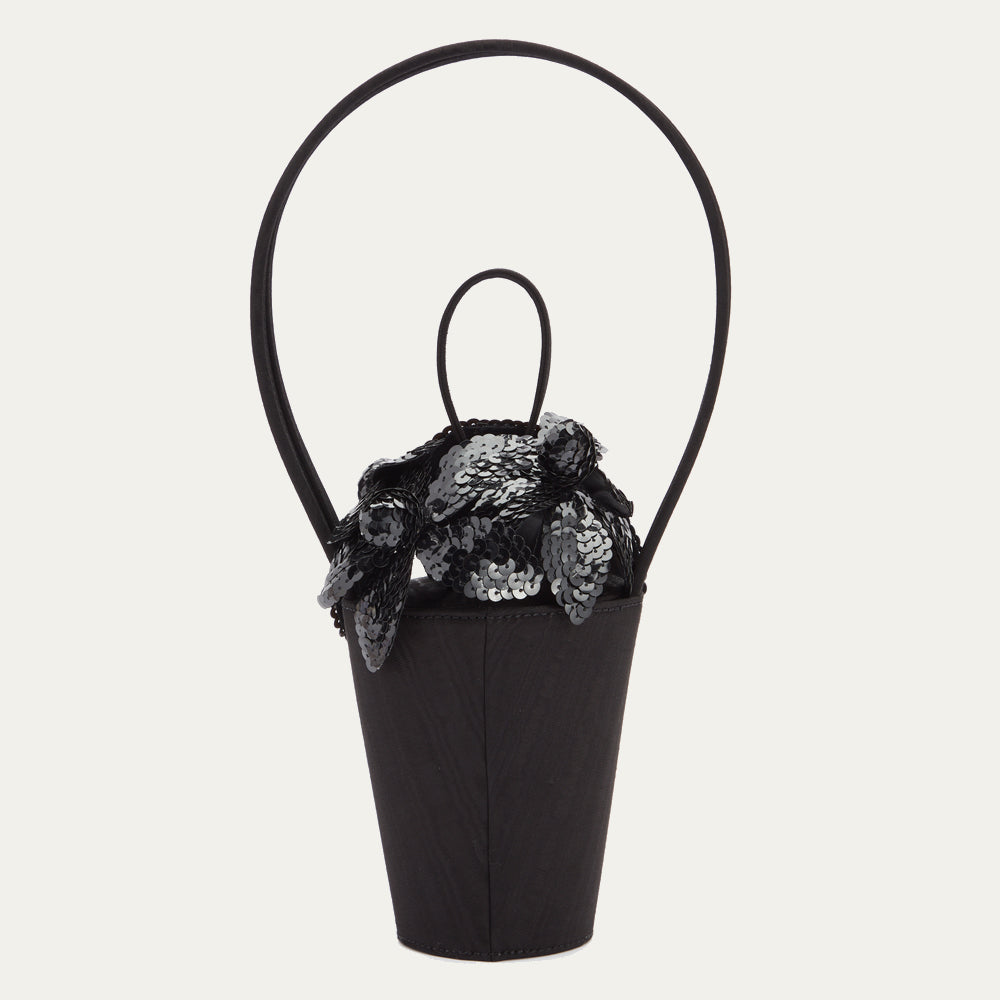 ルル・ギネス　フラワー　パーティーバッグ Black Sequin Lily Basket Bag | Designer Handbag