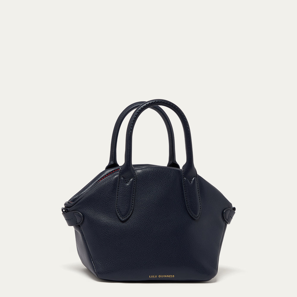 Navy Leather Simone Handheld Bag | Designer Leather Handbags