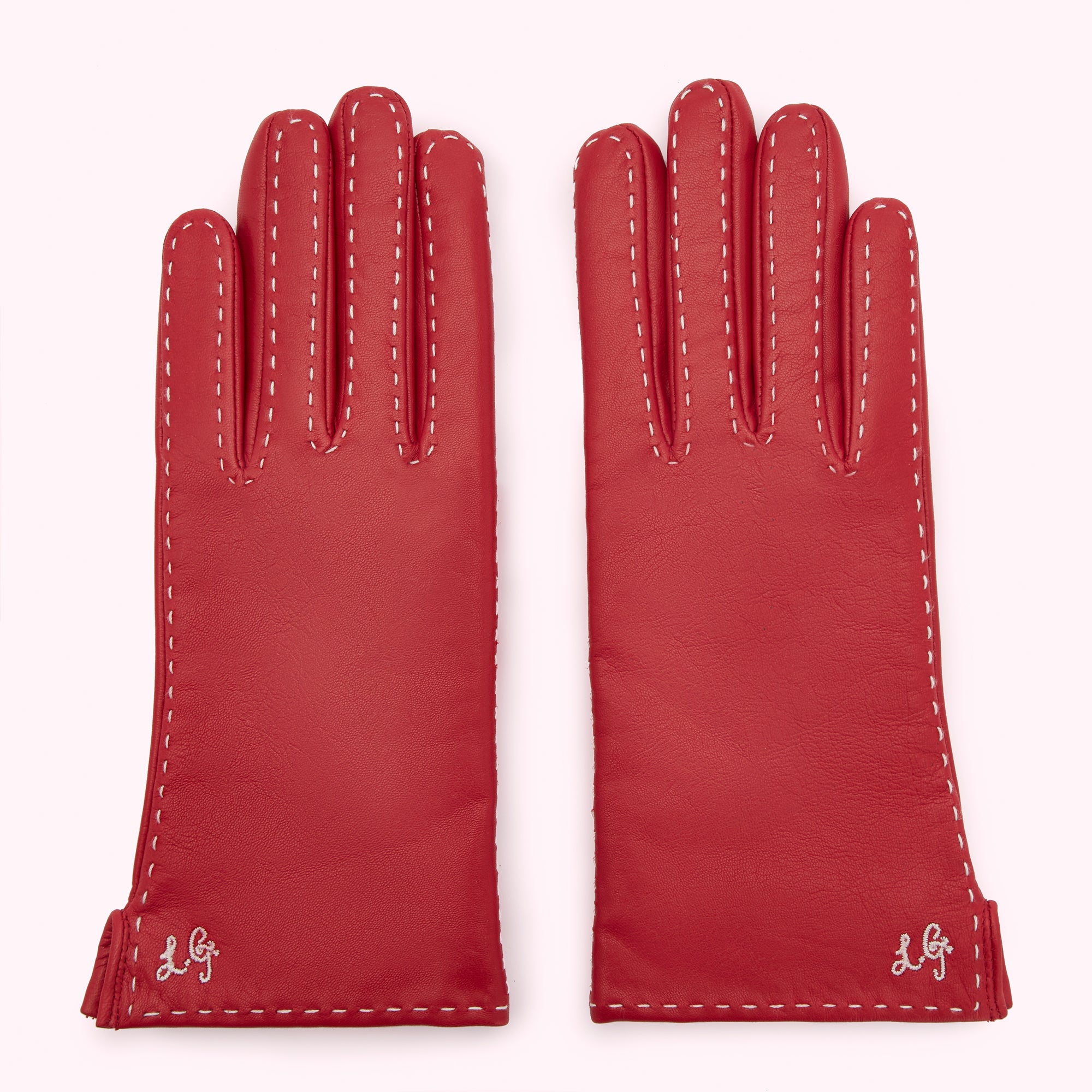 Lulu Red Contrast Stitch Kyle Leather Glove | Lulu Guinness