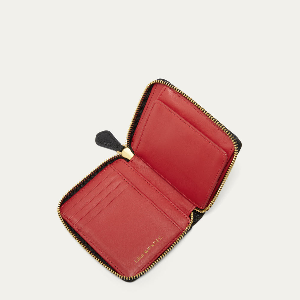 Lulu Red Leather Zip Around Wallet | Lulu Guinness