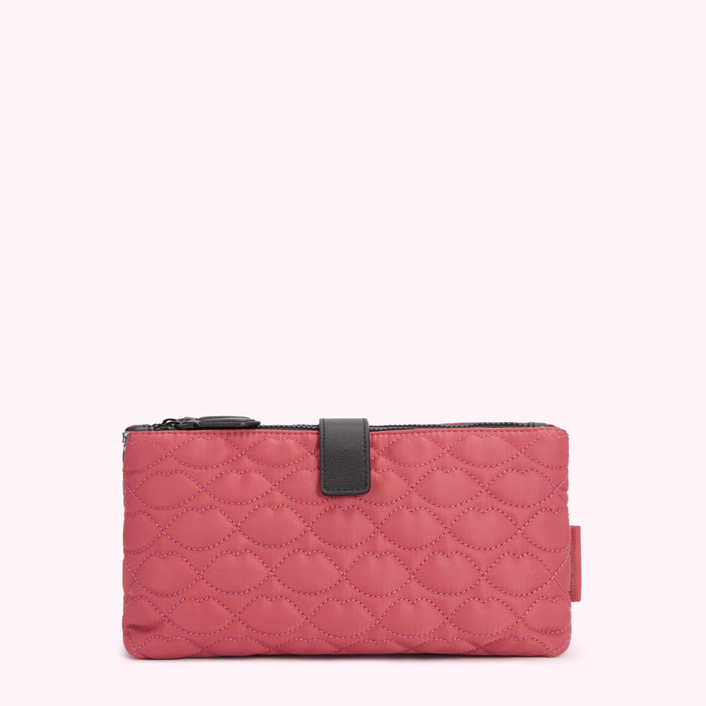 DUSTY PINK QUILTED LIPS DOUBLE MAKEUP BAG