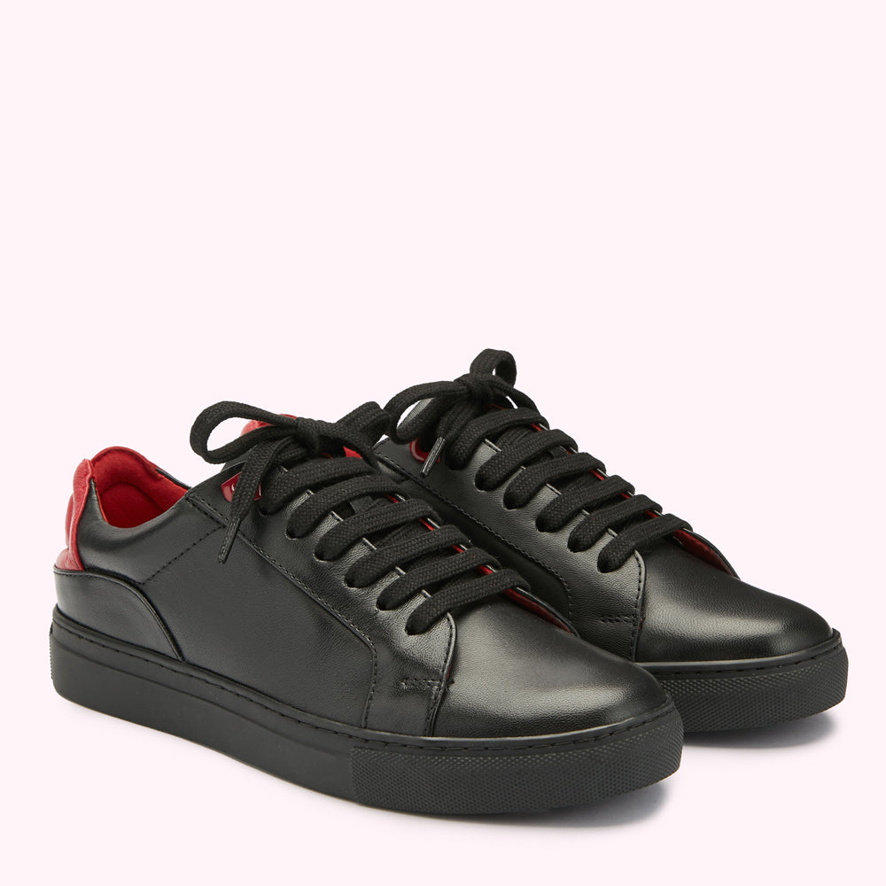 leather black trainers womens