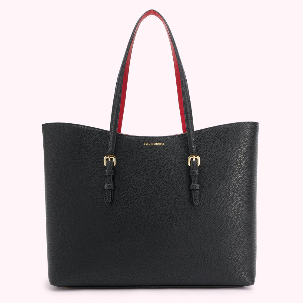 BLACK AND RED REVERSIBLE HANDLES JUDE TOTE BAG - Main Image
