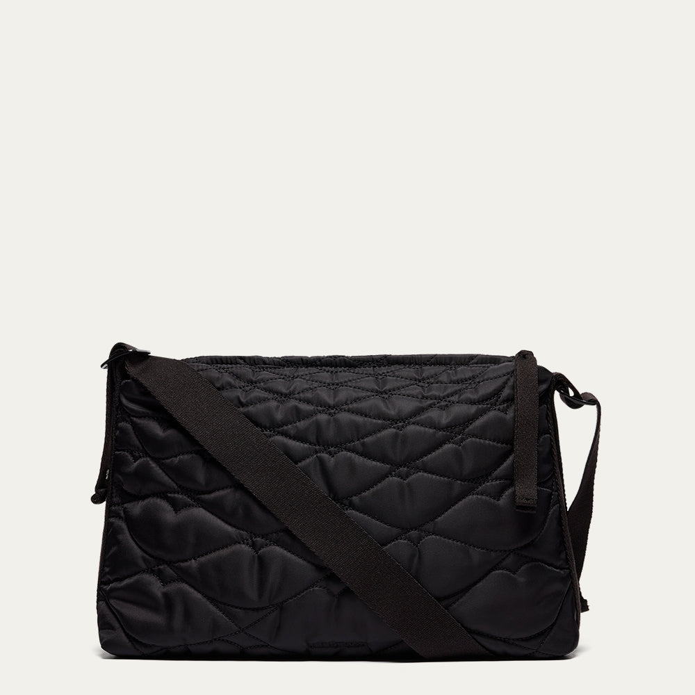 Black Quilted Lip Shoulder Bag | Designer Shoulder Bag | Lulu Guinness