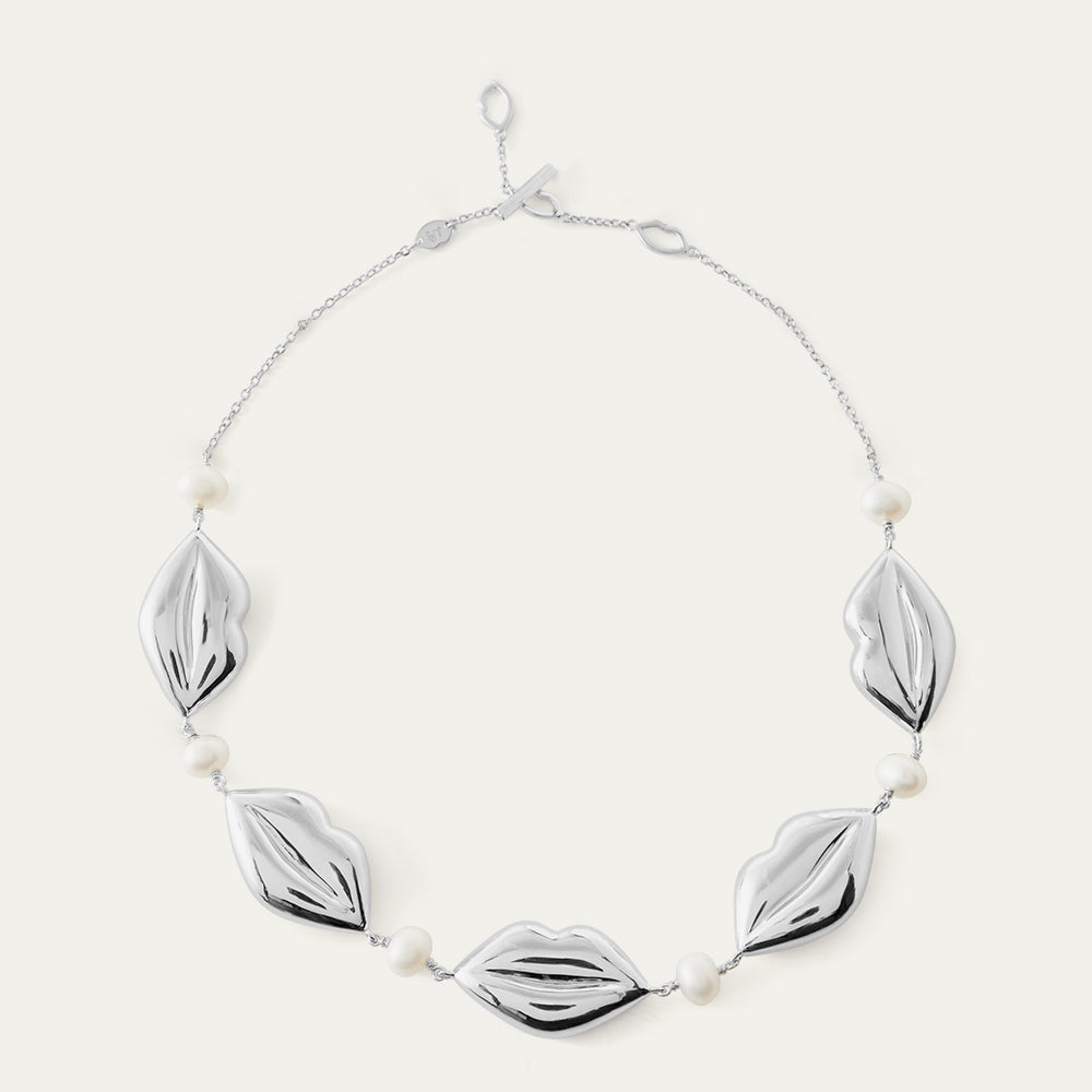 Sterling Silver Lucia Lip Necklace | Jewellery | Lulu Guinness