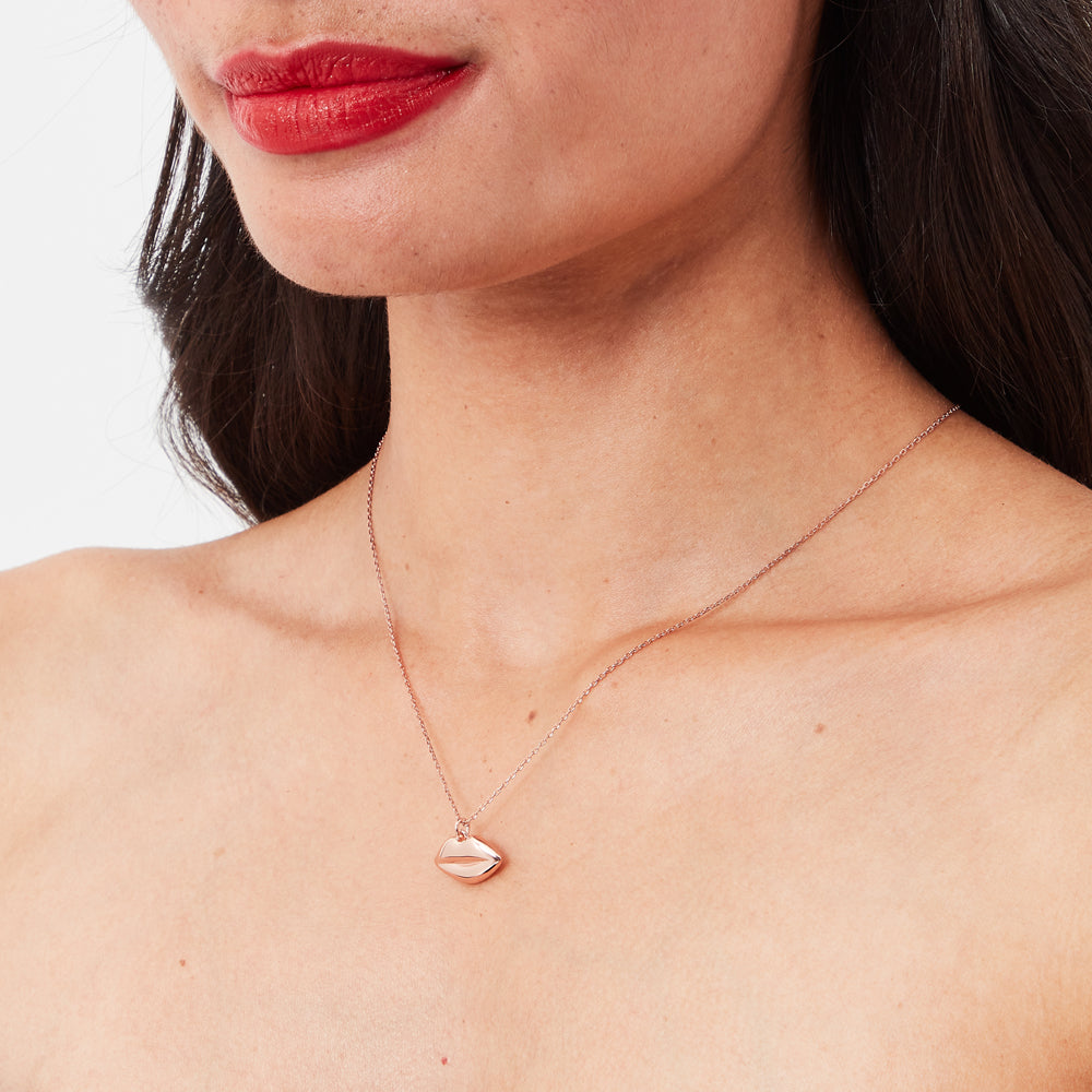 Rose Gold Luna Lip Pendant Necklace Lulu Guinness