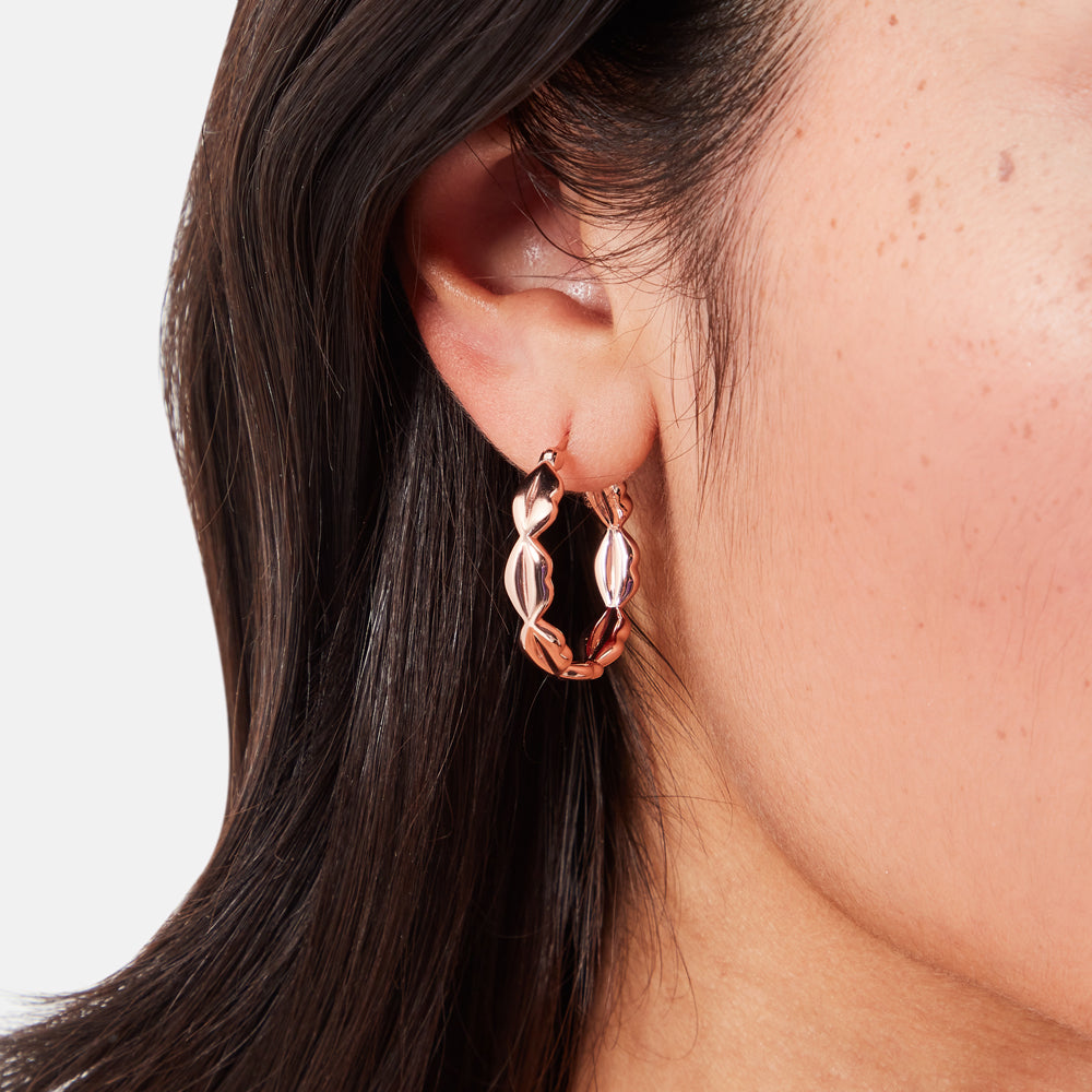 Twist 3/4 Hoop Earrings with Polished and Textured Finish 14k Gold-plated Silver Twist 3/4 Hoop Earrings with Polished and Textured Finish 14k Gold-plated Silver