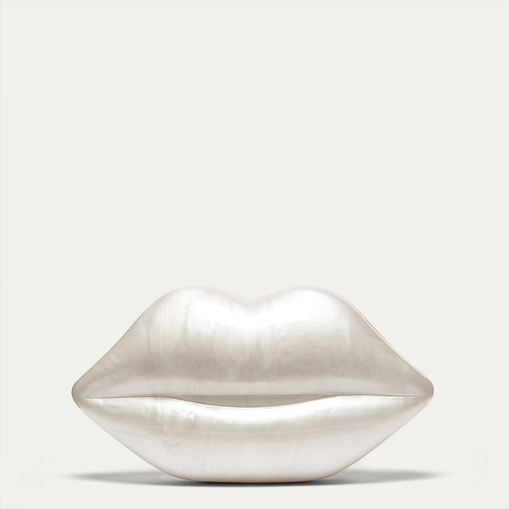 Ivory Pearl Medium Lips Clutch Bag | Lulu Guinness