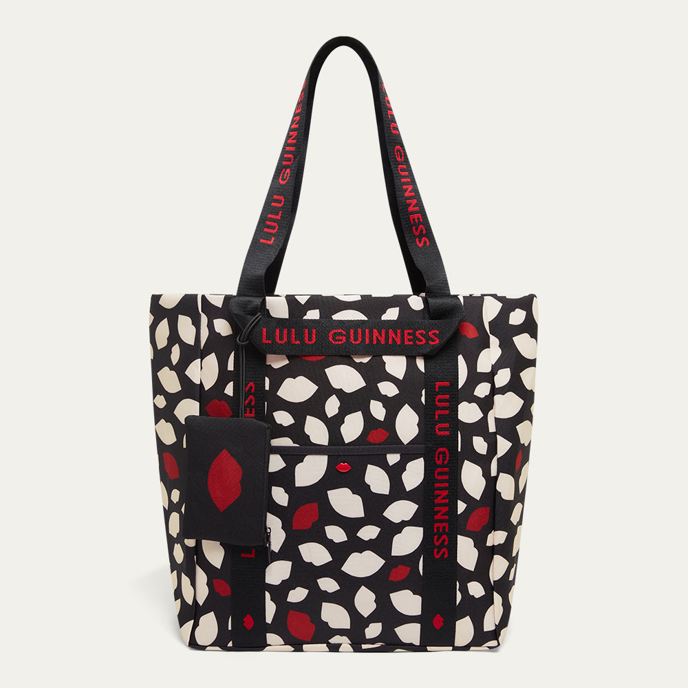 Black Multi Flurry Of Kisses Shopper Tote Bag | Designer Tote