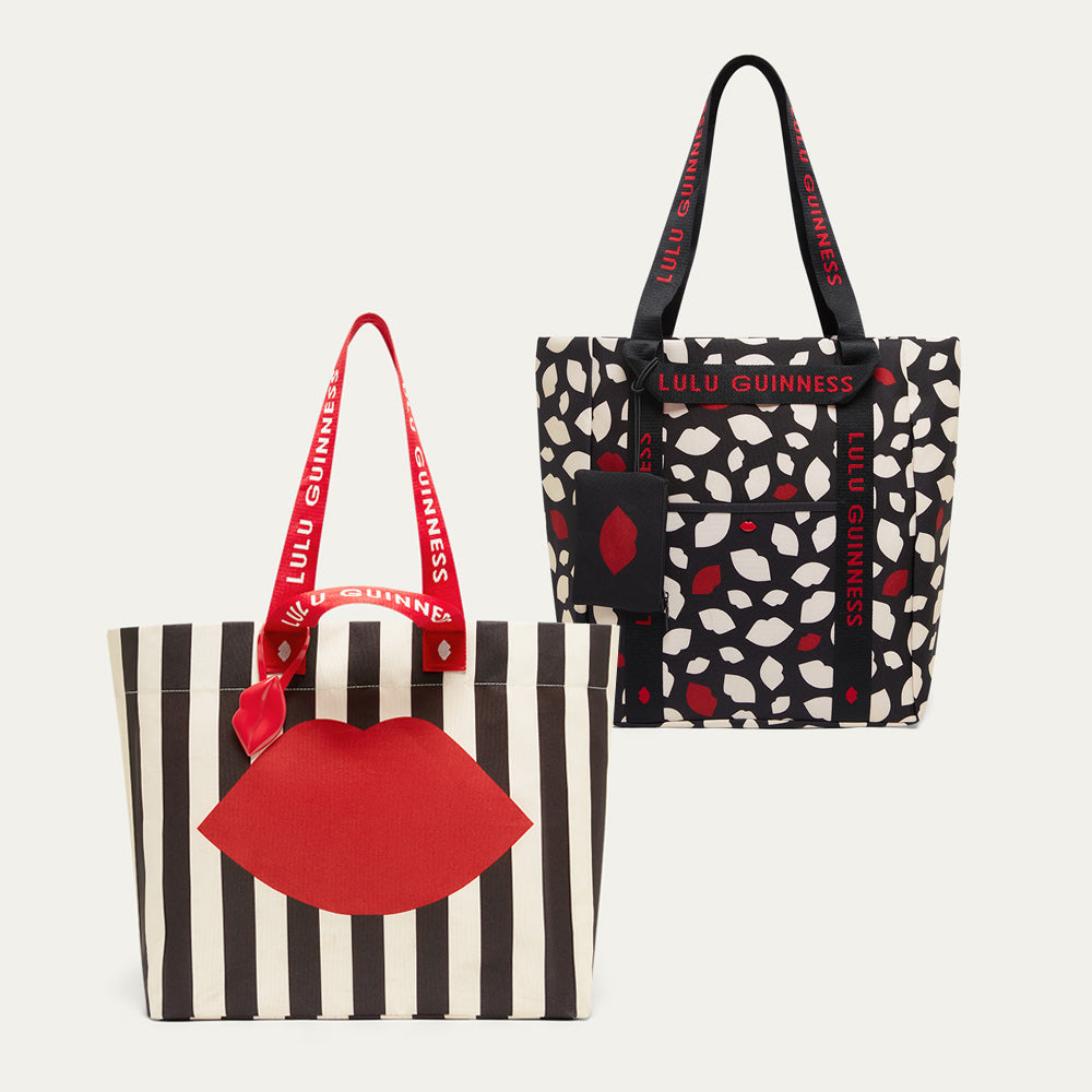 Striped And Flurry Of Kisses Tote Set | Lulu Guinness
