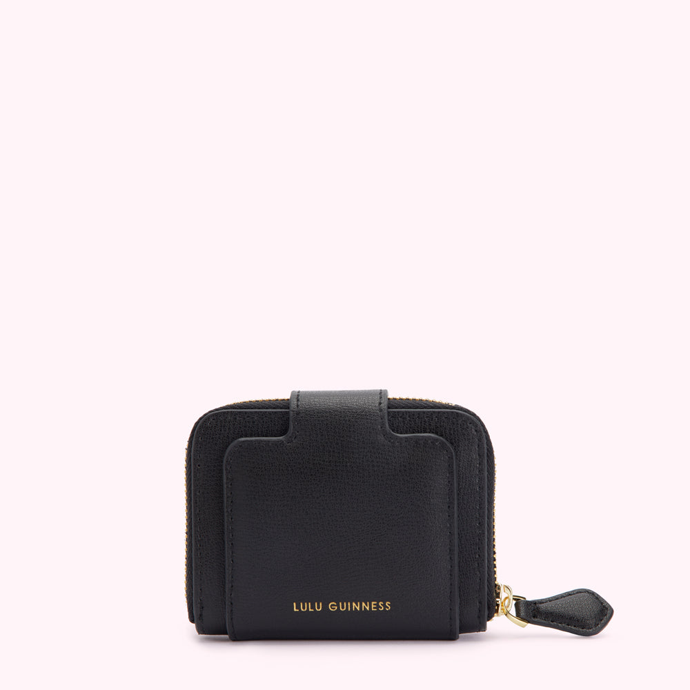 Black & Lulu Red Padded Lip Leather Aida Wallet