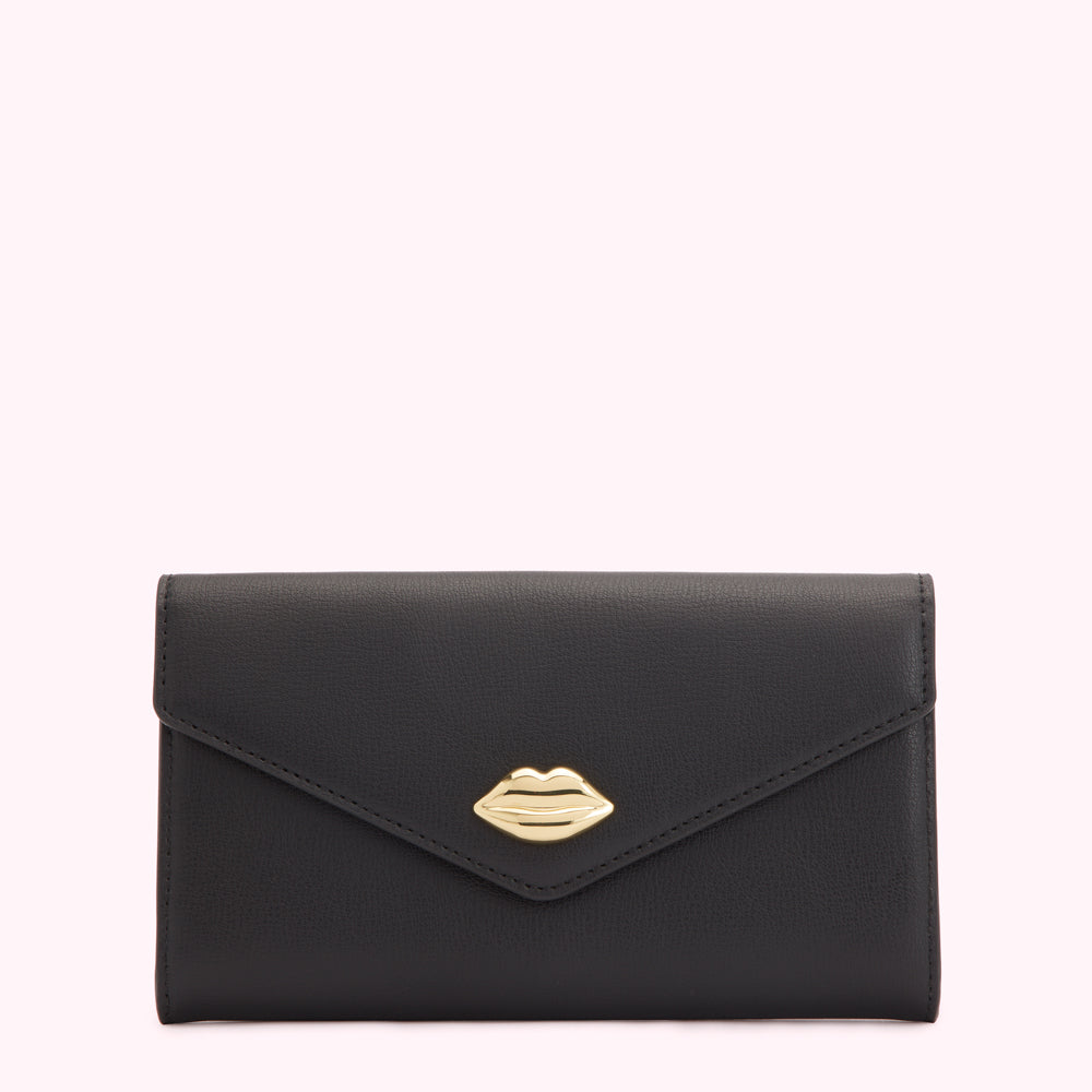 BLACK SOLID LIP PAULIE WALLET