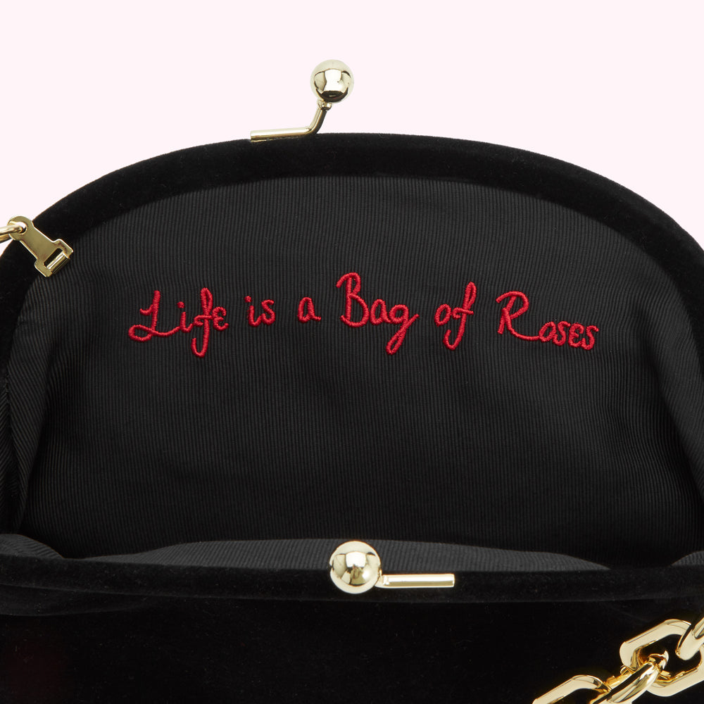 BLACK LIFE IS A BAG OF ROSES ROSIE HANDBAG