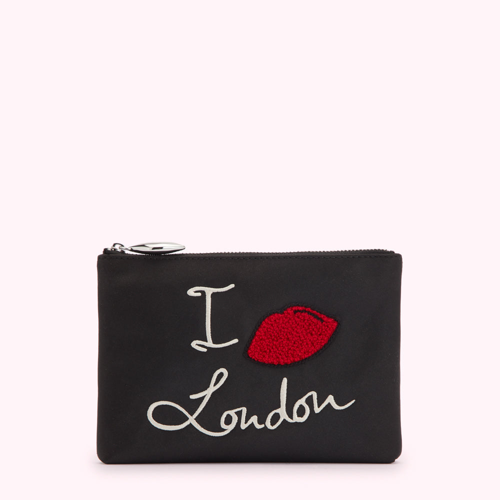 BLACK I LOVE LONDON TOP ZIP POUCH