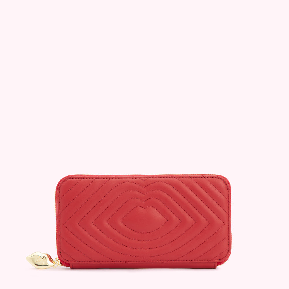 LULU RED LIP QUILTED LEATHER TANSY WALLET
