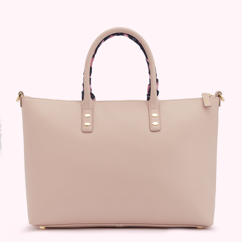 PEBBLE PINK LEATHER SCARF FRANCES TOTE BAG