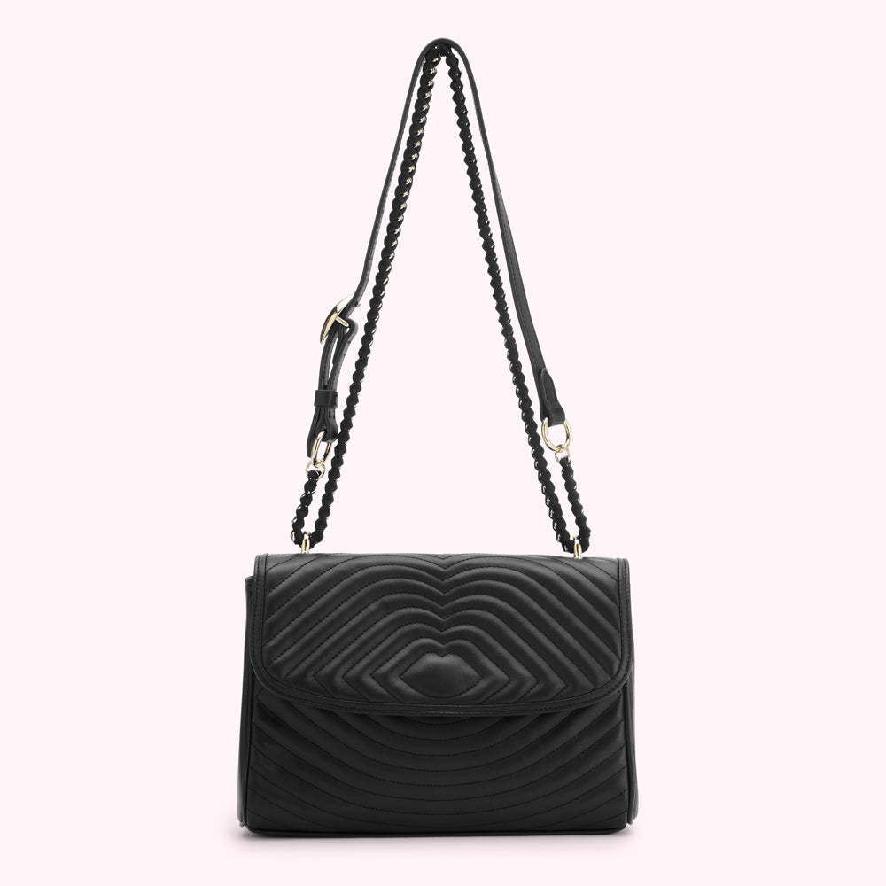 Black Lip Ripple Quilted Leather Bella Crossbody Bag – Lulu Guinness