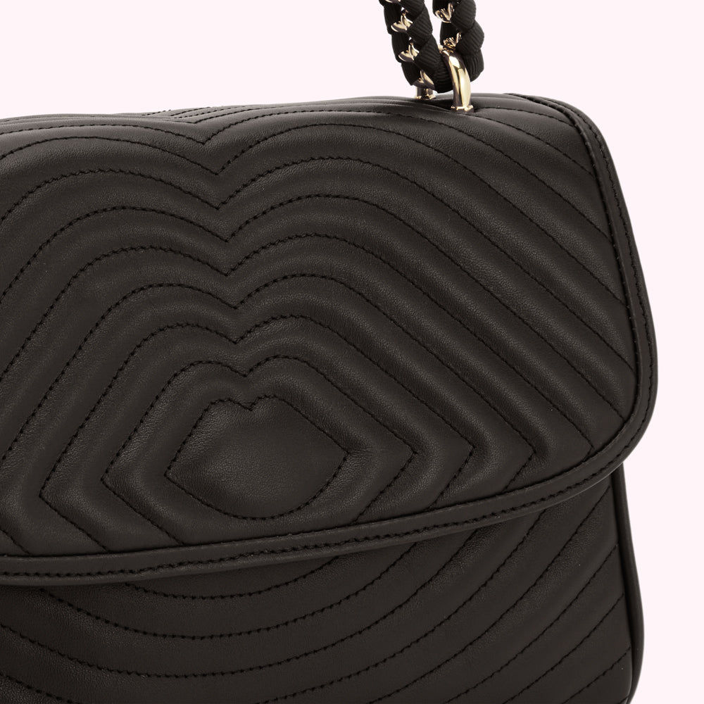BLACK LIP RIPPLE QUILTED LEATHER BROOKE CROSSBODY BAG