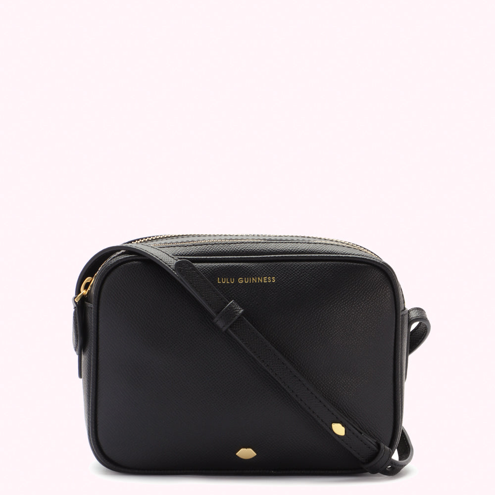 BLACK LEATHER COLE CROSS BODY BAG