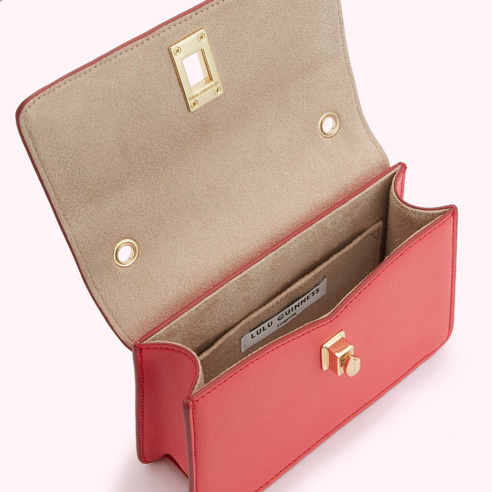 Coral Cut Out Lip Polly Mini Crossbody Bag Lulu Guinness