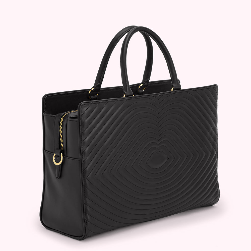 Black Lip Ripple Quilted Leather Bethany Handbag