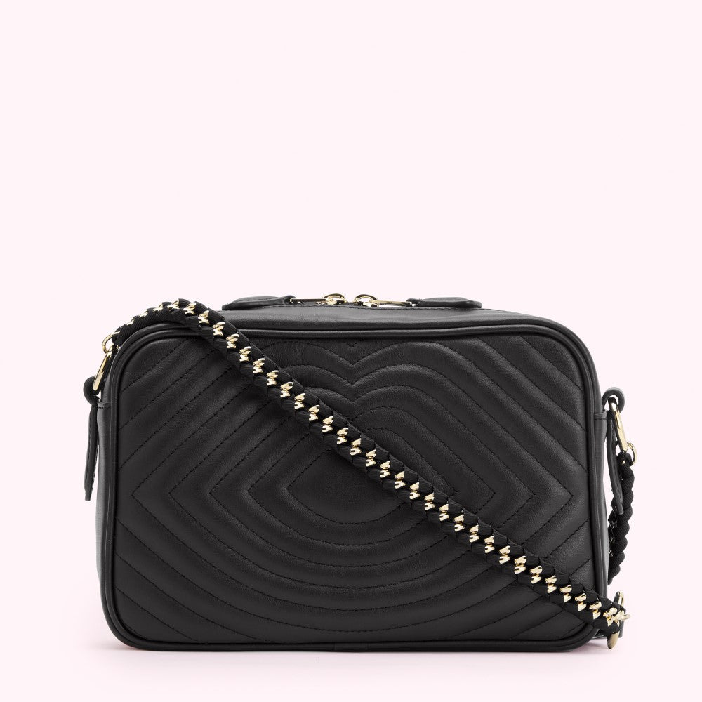 Black Lip Ripple Quilted Leather Bella Crossbody Bag – Lulu Guinness