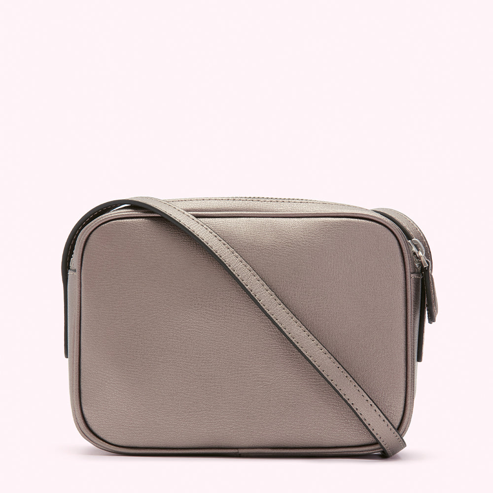 Pewter leather crossbody bag Clearance