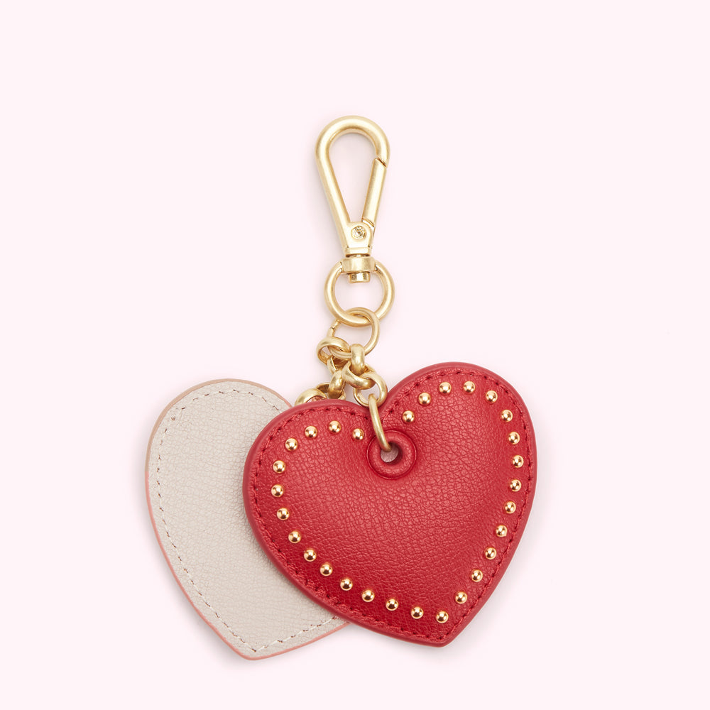 Lulu Red Studded Heart Keyring Designer Accessories
