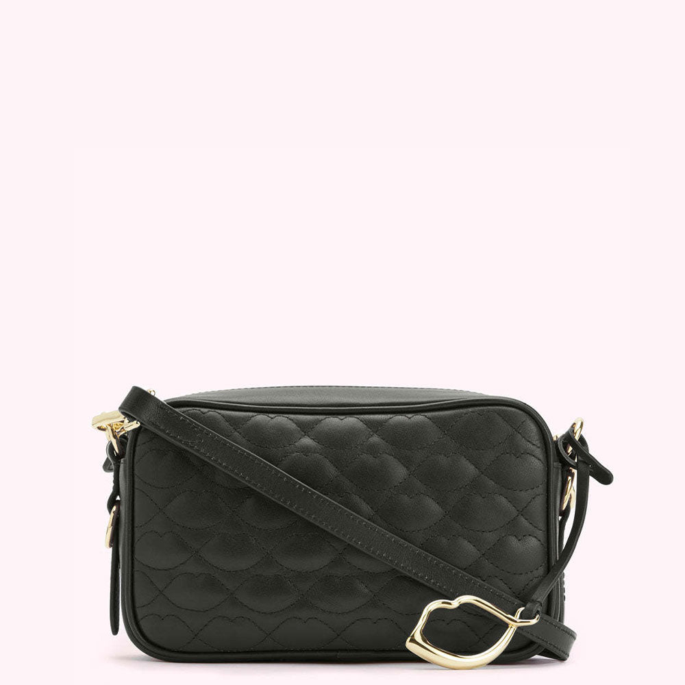 Mini Crossbody Bag Quilted Leather Black