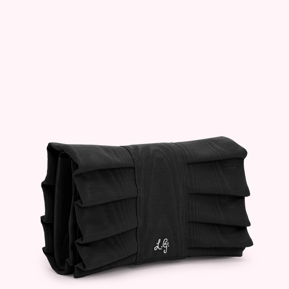 BLACK MOIRE BOW CLUTCH