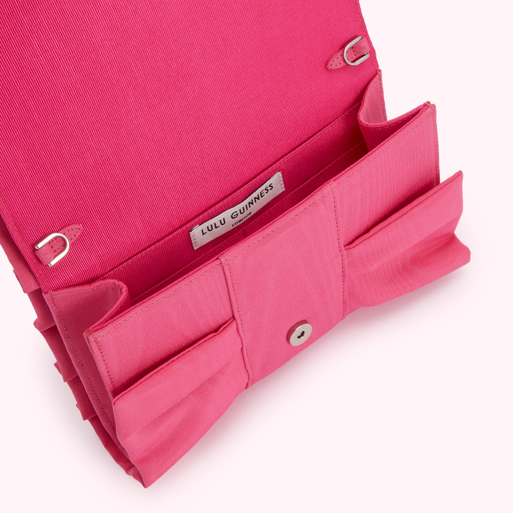 HOT PINK MOIRE BOW CLUTCH