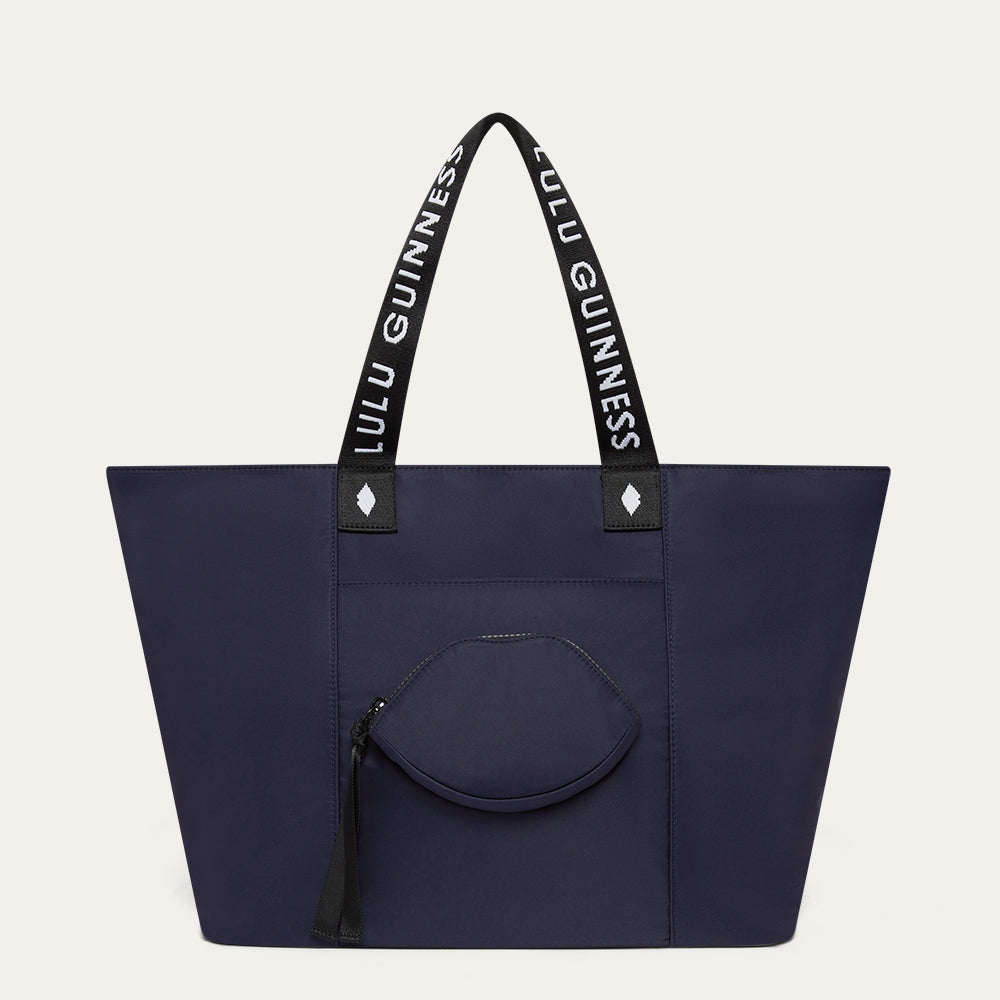 NAVY NYLON MACY TOTE BAG