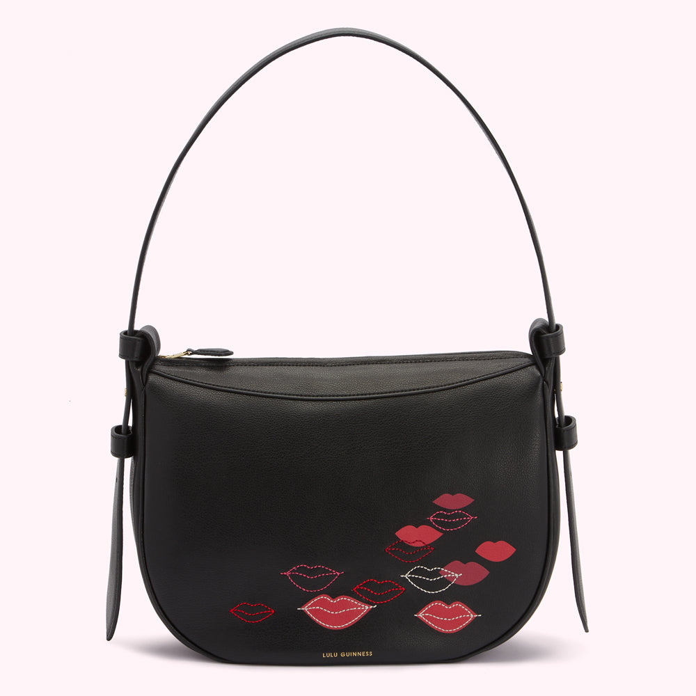 BLACK LEO LIP FLURRY SHOULDER BAG