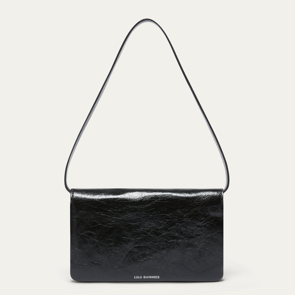 Black Leather Surrealist Lips Clutch | Lulu Guinness