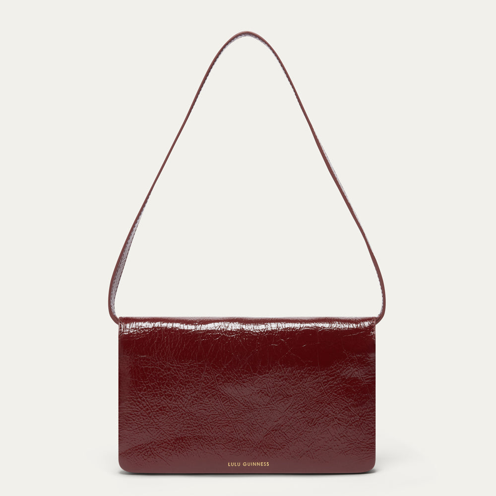 Wine Red Leather Surrealist Lips Clutch | Lulu Guinness