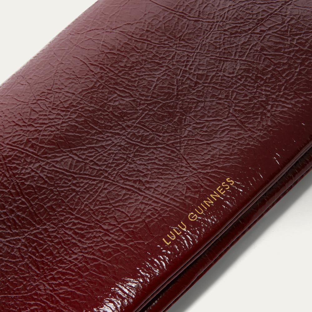 Wine Red Leather Surrealist Lips Clutch | Lulu Guinness