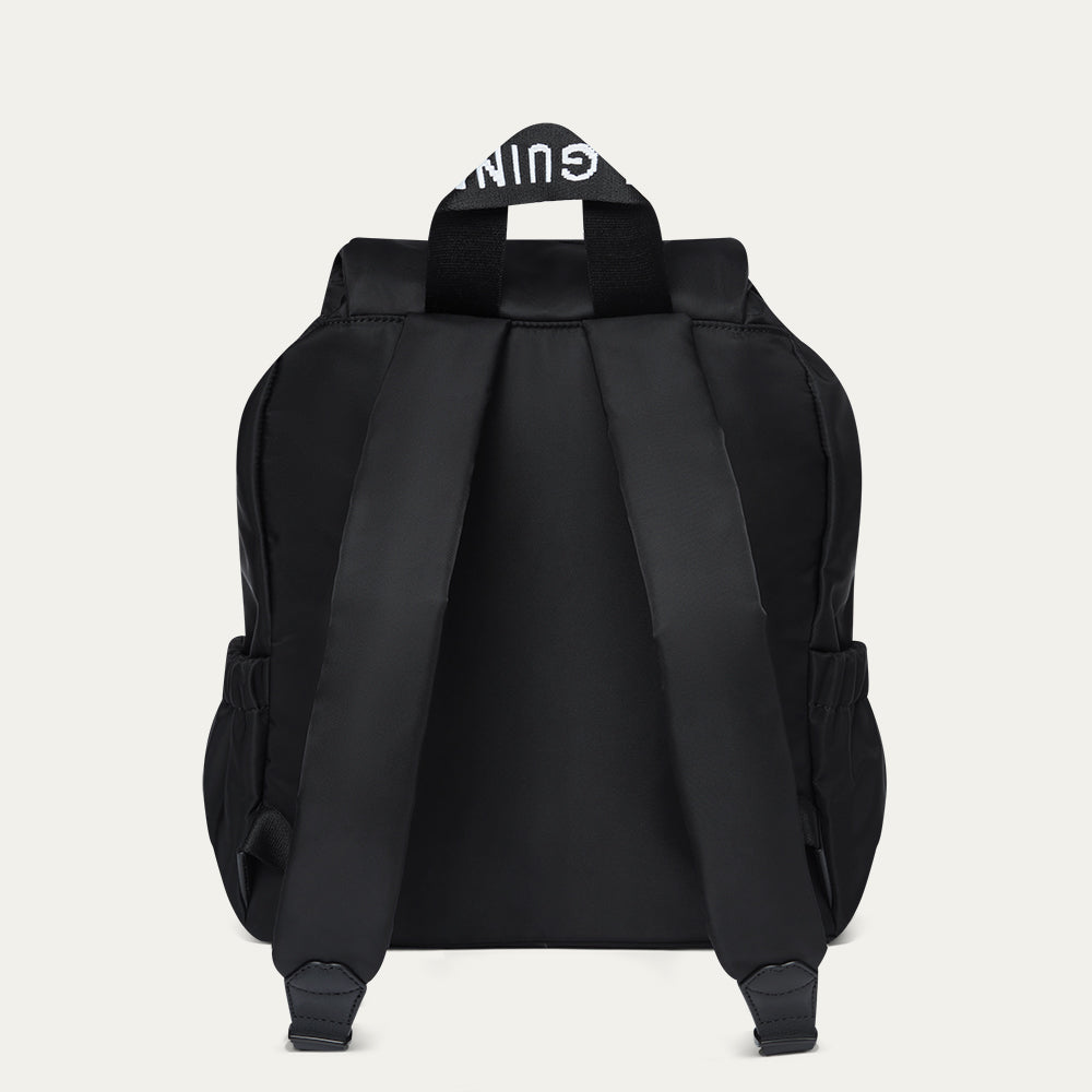 Black backpack on a white background