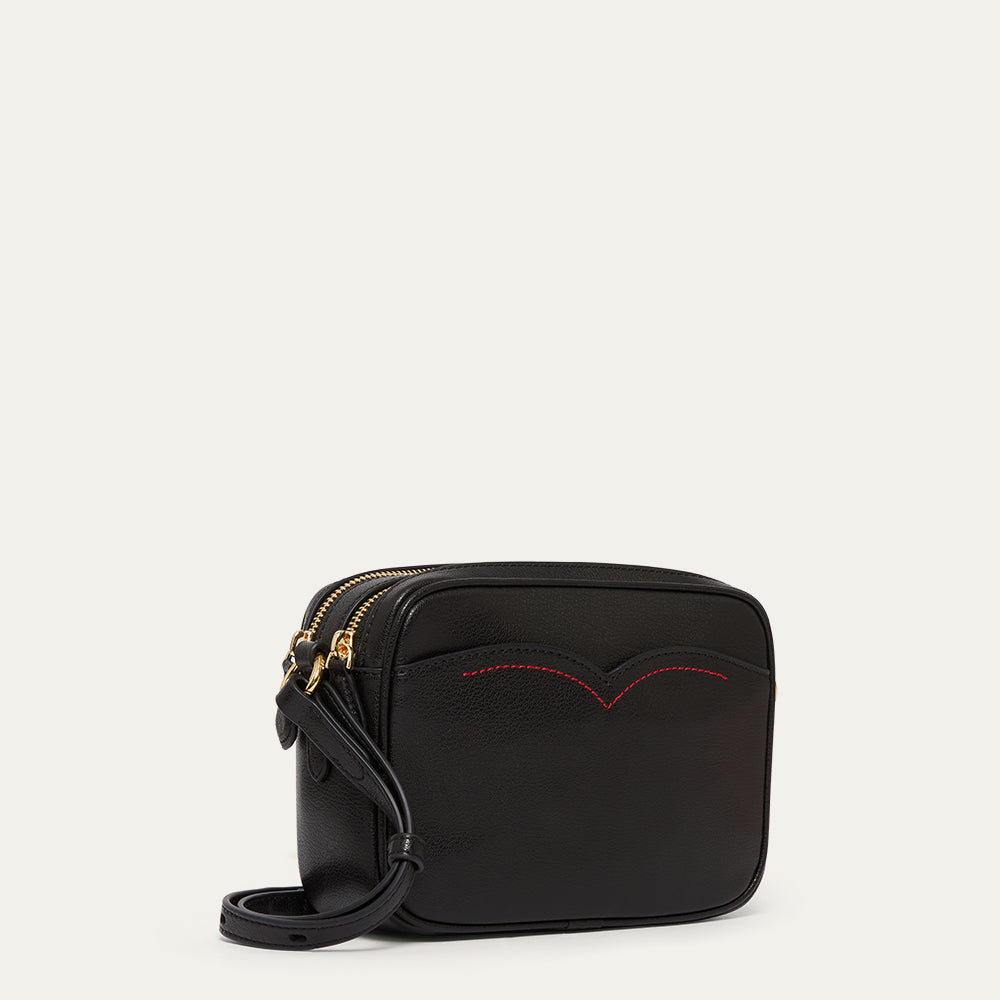 BLACK LEATHER REESE CROSSBODY BAG