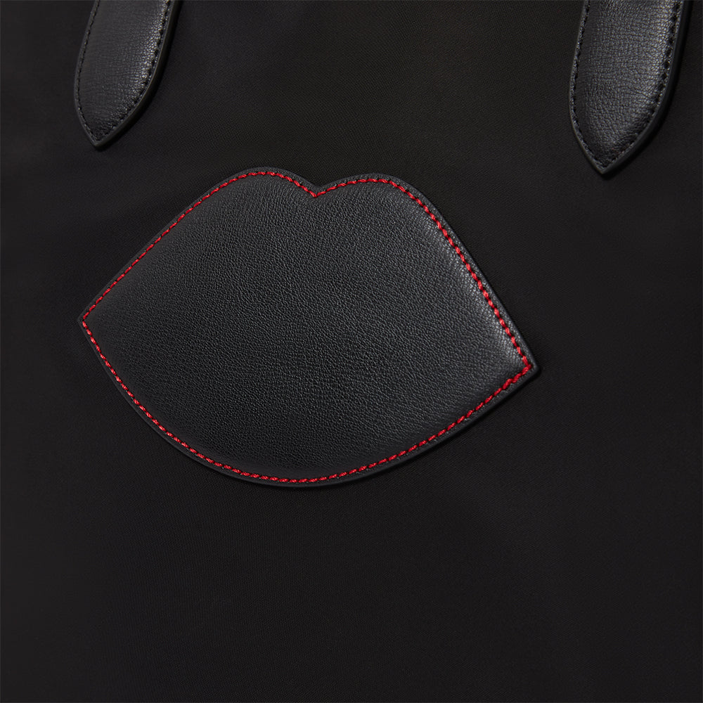 BLACK NYLON OH LU LU LARGE TOTE BAG
