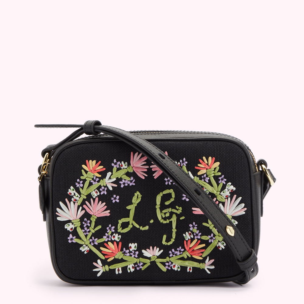 Black Wildflower Cole Crossbody | Designer Crossbody Bag