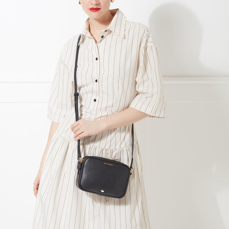 BLACK LEATHER COLE CROSSBODY BAG