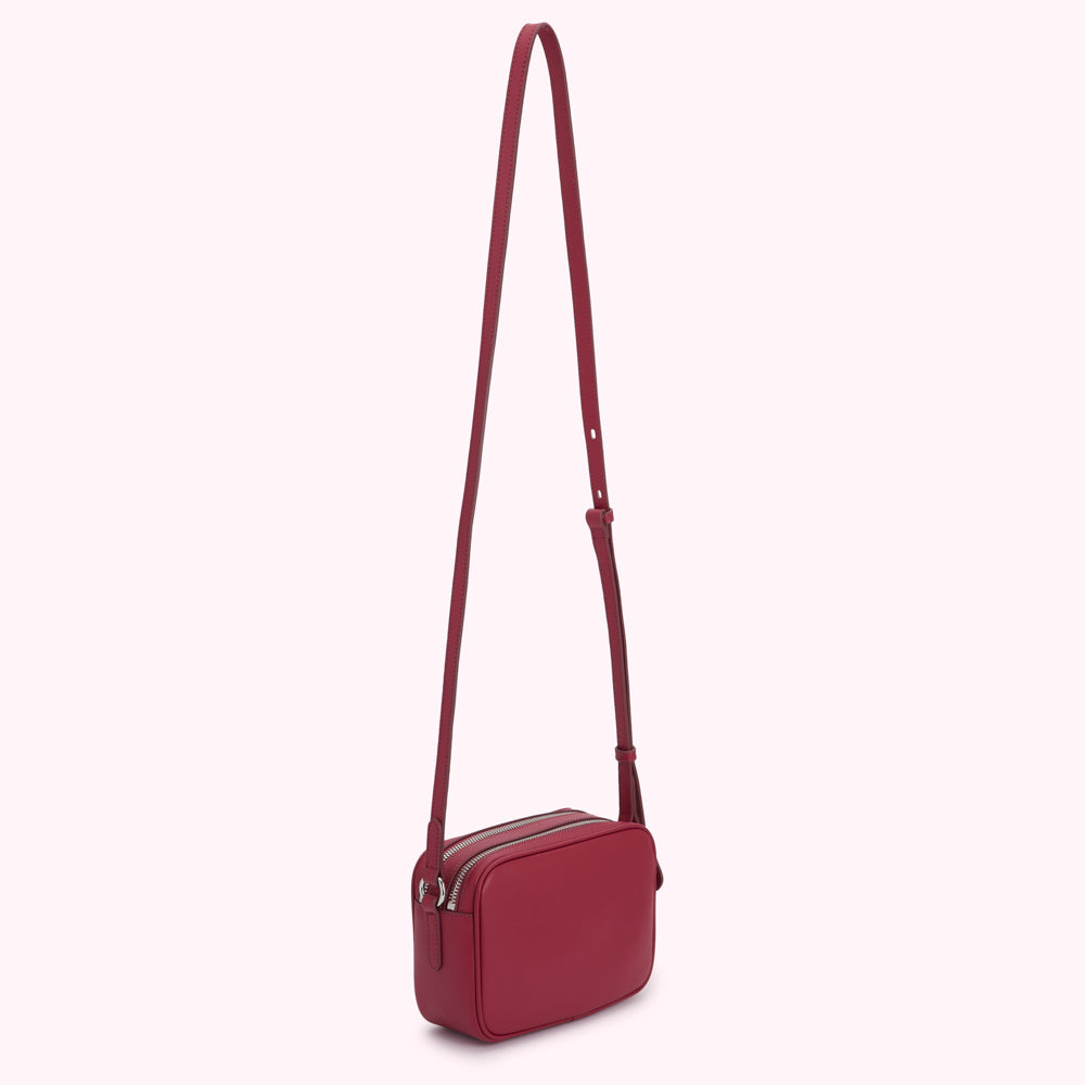 Design E Raspberry Color Bag Raspberry Leather Cole Crossbody Bag | Lulu Guinness